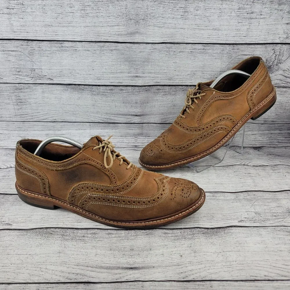 Allen Edmonds Neumok Wingtip Oxford Brown Tan Suede Nubuck Dress
